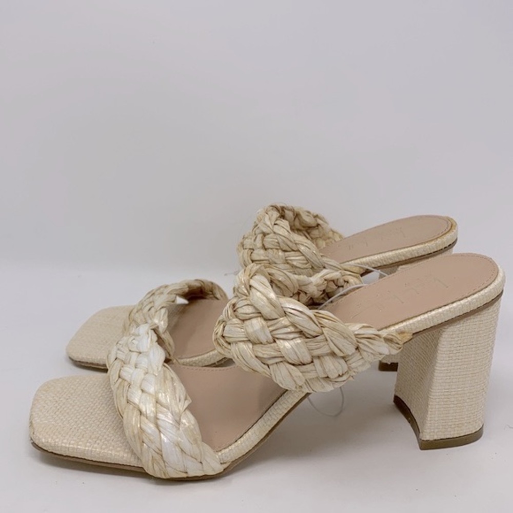 Nicole Miller Woven Straw Block Heeled Square Toe Sandals NWOT - Picture 4 of 16